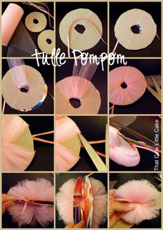 there are many different pictures of tulle pompoms