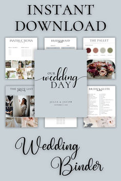 the wedding planner is displayed on a gray background with black lettering and photoshopped images