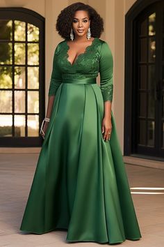 Xpluswear Stretch Fabric Dress Pattern, Green Wedding Dress For Bride, Evening Gowns Green, Ladies Long Dresses, Plus Size Gala Dress, Plus Size Evening Gowns, Green And Gold Wedding, Vip Dress, Winter Tips