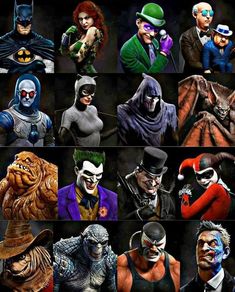 many different pictures of the jokers and their characters in batman ark, including clowns