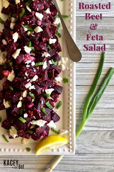 roasted beet and feta salad on a white plate