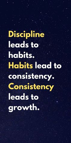 Discipline leads to habits.Habits lead to consistency.Consistency leads to growth. Being Disciplined, Build Good Habits, James Clear, Discipline Quotes, Atomic Habits, Aesthetic Quote, Choices Quotes, Quote Wallpaper, Powerful Inspirational Quotes