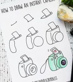 the instructions for how to draw an instant camera