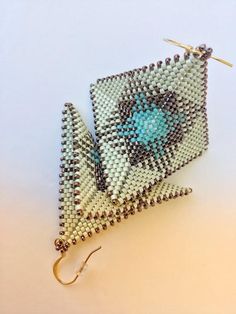 Earrings Geometric, Square Earrings, Seed Bead Earrings, Bead Jewellery, Bead Art, Beaded Earrings, Seed Beads, Crochet Earrings, All In One