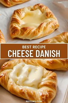 the best recipe for cheese danish is made with puff pastry crusts, butter and sour cream