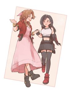 Tifa X Aerith, Tifa And Aerith, Kingdom Hearts Disney, Aerith Tifa