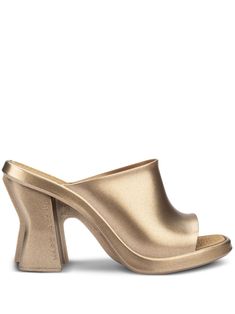 gold-tone metallic finish square open toe branded insole slip-on style high block heel Chanel 2, Loafer Mules, Iconic Bags, Summer Beach Wear, Flat Boots, Ballet Flat Shoes, Pump Sandals, Lady Dior, Mule Clogs