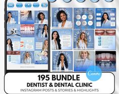 the front and back cover of an instagram postcard for dental clinic, featuring images of smiling women