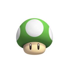 an image of a mushroom that is green and white with two eyes on the top