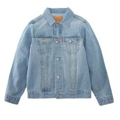 Levis Denim Trucker Jacket - Unisex Size 12-13 Yrs Levi Jean Jacket, Kids Denim Jeans, Jean Jacket Hoodie, Levis Jean, Kids Jeans Jacket, Vintage Levis Denim Jacket, Light Wash Jean Jacket, Distressed Fabric, Levis Jean Jacket