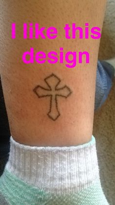 a person with a tattoo on their leg that says, i like this design in pink