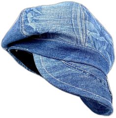 a blue jean hat on a white background