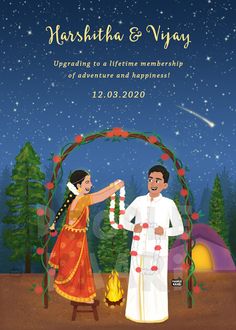 Wedding Invitation Indian Creative, Digital Wedding Invitations Indian, Wedding Invitations Illustration, Wedding Invitation Card Wording, Wedding Invite Wording Funny, Crete Wedding, Custom Illustrated Wedding Invitations, Wedding Card Wordings, Quirky Invitations