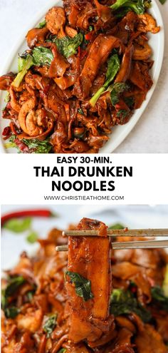 Fresh Rice Noodle Recipes, Spicy Singapore Noodles Recipe, Drunken Noodles Thai, Thai Basil Noodles, Thai Curry Noodles, Thai Noodle Bowl, Rice Noodle Stir Fry, Thai Basil Recipes, Recipes Noodles