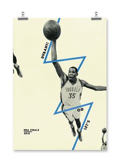 a poster with a basketball player jumping up into the air to dunk a ball