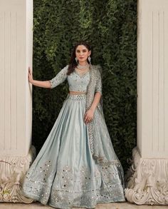 Ice Blue Lehenga, Faiza Saqlain, Blue Lehenga Choli, Mahima Mahajan, Lehenga Style Saree, Blouse Lehenga, Raw Silk Lehenga