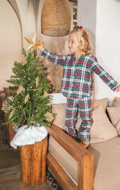 They'll sleep tight in these adorable festive pajamas! Bell Bottoms And Sweater, Kimono Crop Top, Maternity Bridesmaid Dresses, Bridesmaid Colors, Bride Hat, Plus Size Bridesmaid, Holiday Plaid, Plaid Outfits, Romper And Jacket