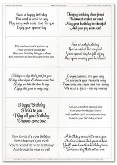 four birthday cards with the words happy birthday