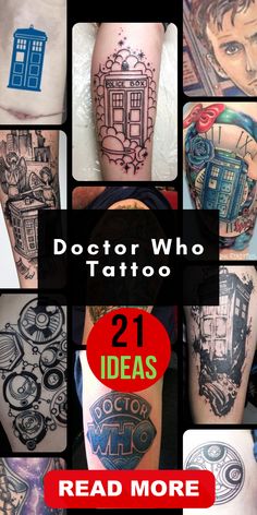 the doctor who tattoos are all different styles and sizes, but one is not in color