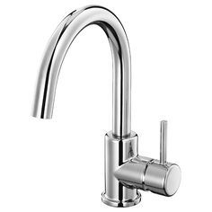 a chrome faucet with two handles and nozzles on the side, in front of a white background