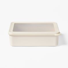 a white plastic container on a white background