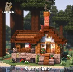 Cottages Minecraft Houses, Small Mc House Ideas, Minecraft Houses On Hill, Minecraft Building Ideas Cabin, Minecraft Survival Starter House, Small Birch House Minecraft, Cute Minecraft Village Houses, Cozy Minecraft Village, Tiny Home Minecraft