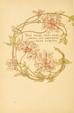 an old book with flowers and leaves on the cover, which reads that word that kiss is