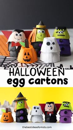 these halloween egg cartons are so cute and easy to make they look like they're