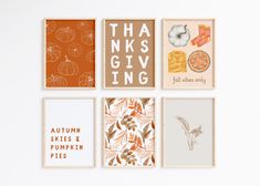 four different cards with thanksgiving designs on them