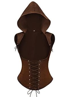 PRICES MAY VARY. Package Includes: Medieval Corset Vest with hood*1, classic black/brown in available, and the lace at the front and shoulders gives the corset height adjustability. Quality Material: This underbust bustier corset top is made of quality faux suede leather to show off your curves while providing great comfort. Size Recommend: We offer X-Small to 3X-Large size for you, please check what size you need according to our size chart before buying. Occasions: Steampunk style design can w Medieval Corset, Coffee Brown Color, Pirate Dress, Brown Corset, Gothic Costume, Fair Outfits, Medieval Gothic, Corset Vest, Underbust Corset