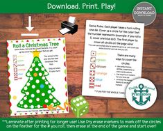 a christmas tree game with instructions to play it on the computer and printables