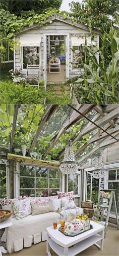 the inside and outside of a greenhouse