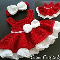 a crocheted dress and diaper cover with matching headband for a baby girl