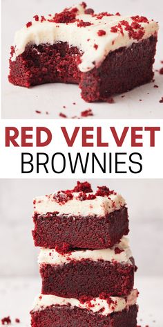 Dessert For Valentines Day, The Lazy Dish, Brownies With Cream Cheese Frosting, Brownies With Cream Cheese, Lazy Dish, Velvet Brownies, Red Velvet Brownies, Brownies Recipe Homemade, Valentine Desserts