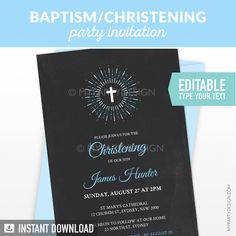 Baptism / Christening Invitation. Printable PDF File - Edit Text with Adobe Reader