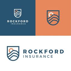 the logo for rockford insurance, which is designed to look like an ocean wave