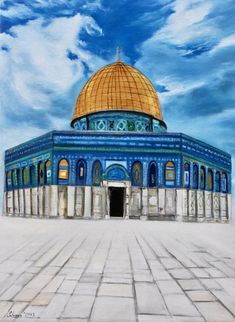 a painting of the dome of the rock