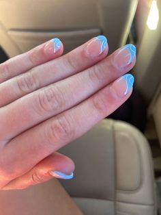 Cute Nails Teal, One Nail Different Color, Beach Nails Short, Back To School Nails Short, School Nail Designs, Rounded Acrylic Nails, Preppy Nails, Cowboy Nails, Pink Tip Nails