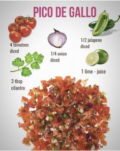 the ingredients for this recipe include tomatoes, onions and peppers