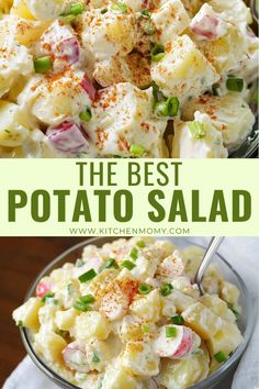 the best potato salad recipe is made with potatoes, onions and parmesan cheese