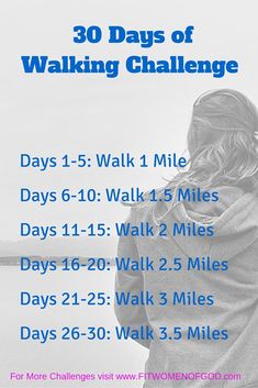 a poster with the words 30 days of walking challenge