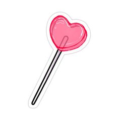 a pink lollipop sticker on a white background with the shape of a heart