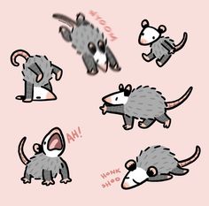 an image of cartoon rat stickers on pink background