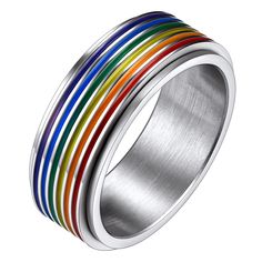 PRICES MAY VARY. 🏳Color Statement Rings🏳: The colors of the rainbow are simple and vibrant. Accessories LGBTQ Lesbian Gay Pride Bisexual rainbow gift to celebrate your pride and embrace the rainbow of your life. Unleash your equality and go on an adventure of self discovery with our "Pride" collection. 🏳Comfortable to Wear🏳: 100% safe to wear, not tarnish, no rust, no allergies, lead free and nickel free. It’s hypoallergenic and comfortably fit your skin. &#x1f3f3 Gay Pride Jewelry, Yin Yang Necklace, Pride Jewellery, Rainbow Rings, Rainbow Gift, Rainbow Necklace, Fidget Rings, Love Jewelry, Pride Rainbow