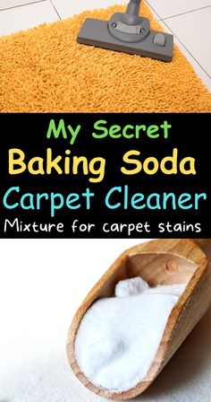 a carpet cleaning machine with the words, my secret baking soda carpet cleaner mixture for carpet stains