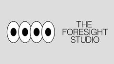 the foresight studio logo with three black circles in front of it and two white circles behind them