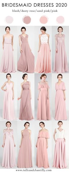 a collage of photos showing different styles of bridesmaid dresses