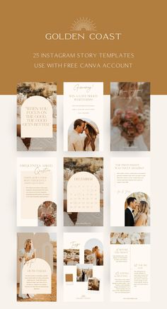 Bohemian Instagram story templates for Photographers to be used with a free Canva account. Bohemian Instagram, Boho Instagram, Golden Coast, Find Instagram, Instagram Template Design, Story Templates, Neutral Wedding, Canva Pro, Instagram Ideas