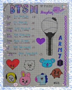 a poster with various stickers on it that says btsn bangtan '