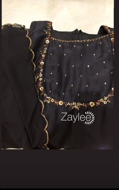 Sequence Neck Design, Black Kurti Embroidery Design, Kurti Aari Work Designs, Beads Work On Kurti Neck Simple, Churidar Designs, Velvet Dress Designs, Cutwork Blouse Designs, Simple Kurta Designs, Embroidery On Kurtis